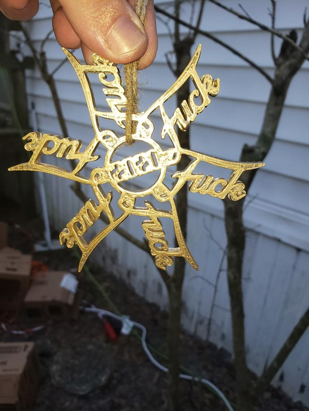 My wife made us some festive ornaments with the D printer