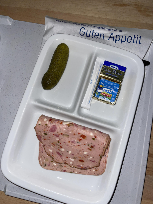 My wife recently delivered in a German Hospital and was looking forward to her first meal the meal