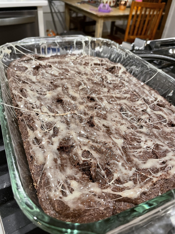 My wife said they were spooky spider web brownies