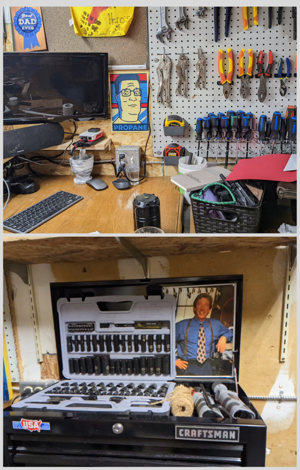 My wife snuck some new decor into my workshop