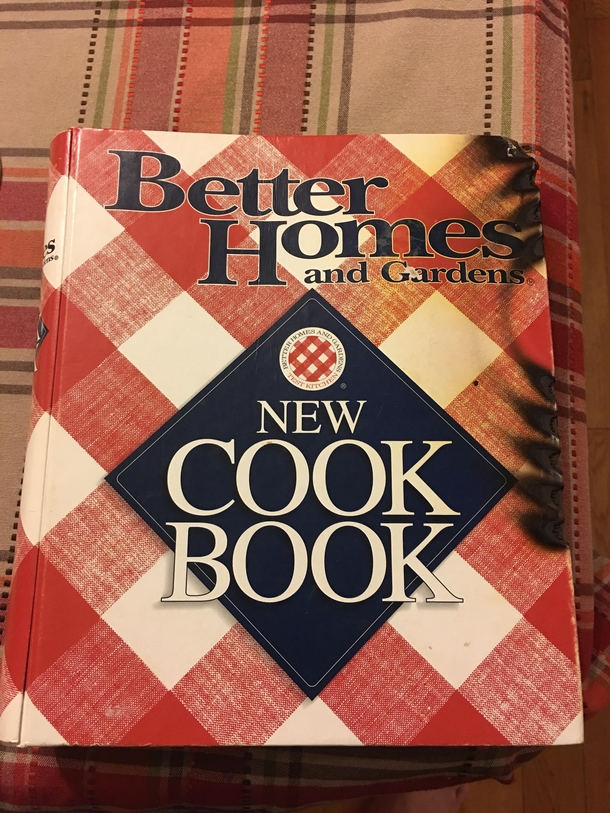 My wife tried cooking Thanksgiving dinner for us and actually burned the cook book