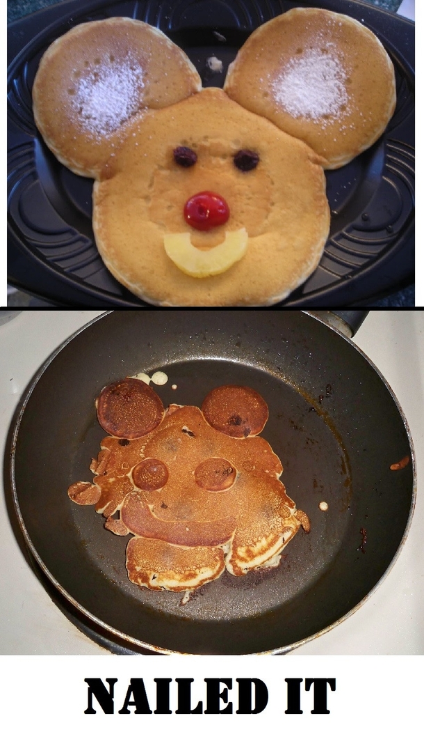 My wife tried to make mickey mouse pancakes 