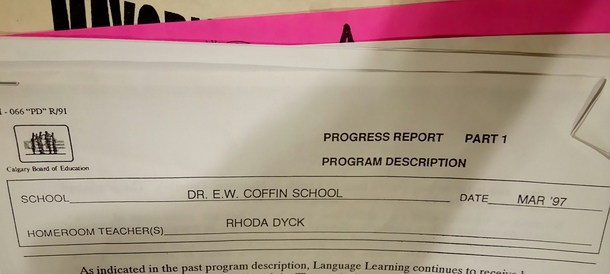 My wife was going through her old grade school papers when suddenly