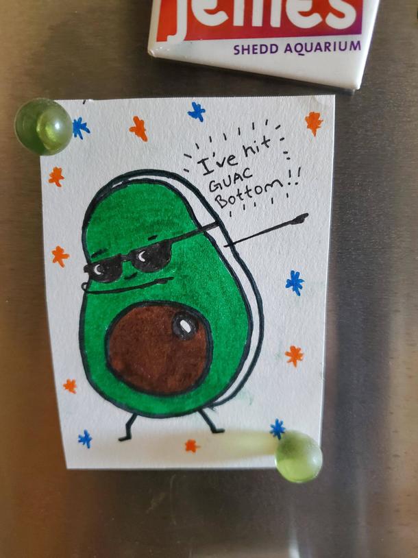 My wife was having a bad day so she drew a dabbing avocado
