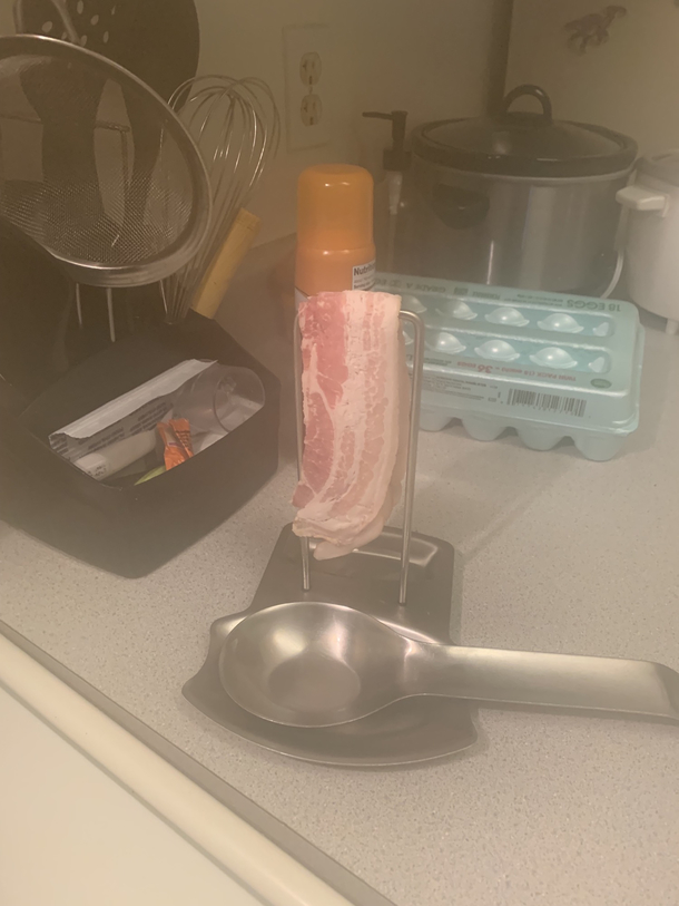 My wife way of getting the bacon ready to be cook is something I will never understand