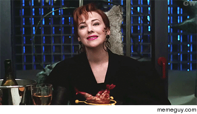 My wifes reaction when were having a nice dinner at her parents house and I let out an audible fart