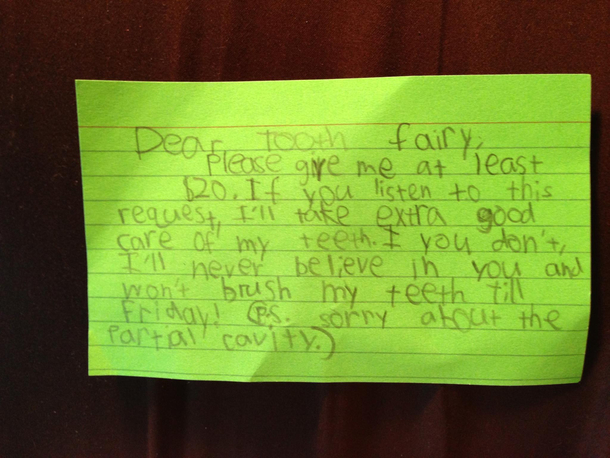 My  year old brother extorting the tooth fairy 
