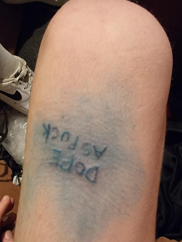 my  year old brother got a tattoo gun this is the result