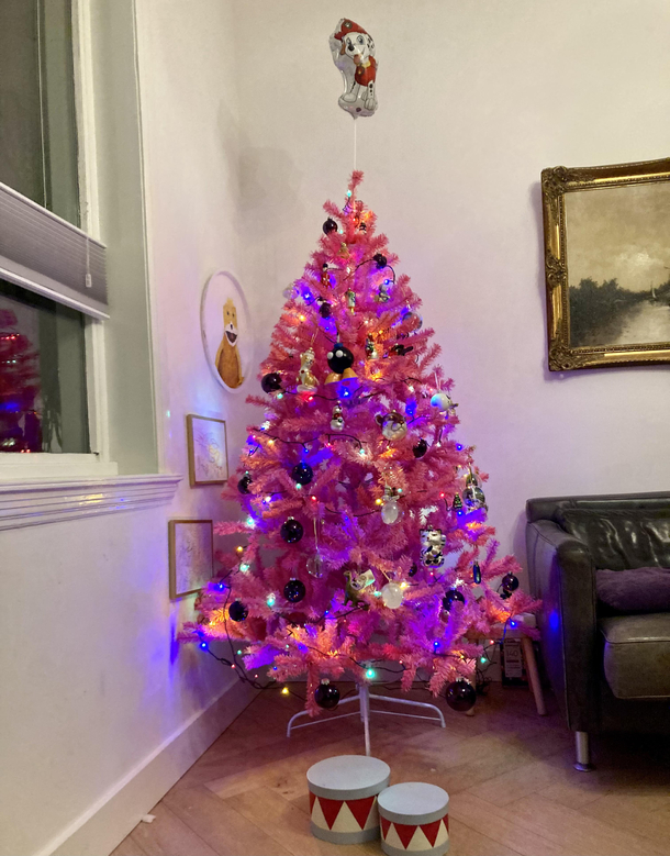 My  year old chose the tree ornaments and stroboscopic lights
