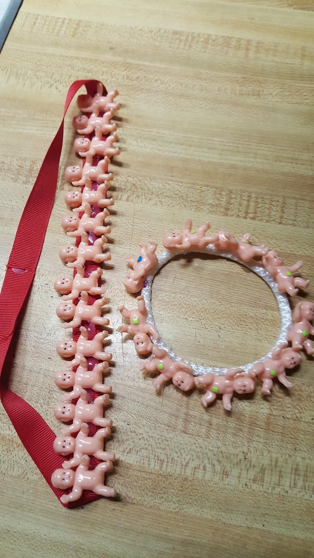 My  year old daughter now makes creepy baby jewelry