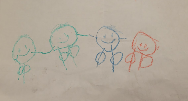 My -year-old daughters masterful depiction of people with knees