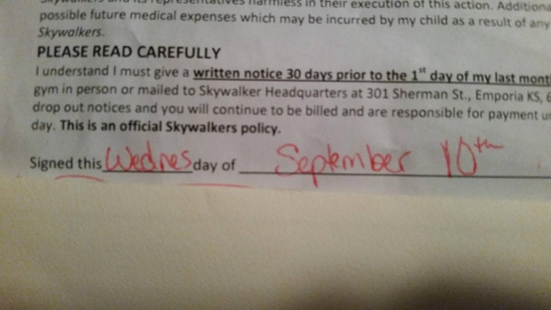 My  year old filled out her own permission form