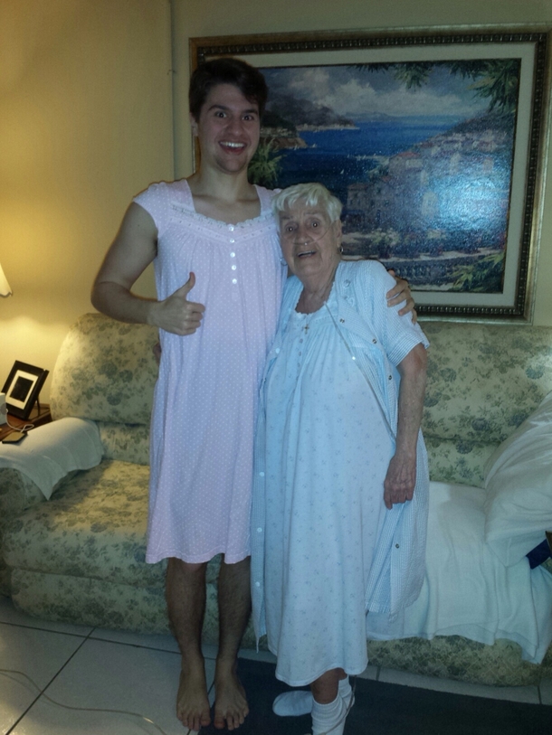 My -year-old grandmother apologized for having to wear her nightgown in front of us I said it was no problem and that it actually looked very comfortable so she immediately offered one to me Its not like I could have rejected this generous gift