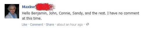 My -year-old grandmother updating Facebook today