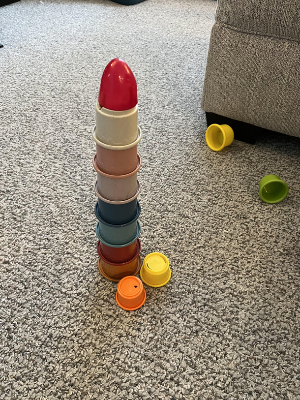 My  year old insists this is how you build a snowman