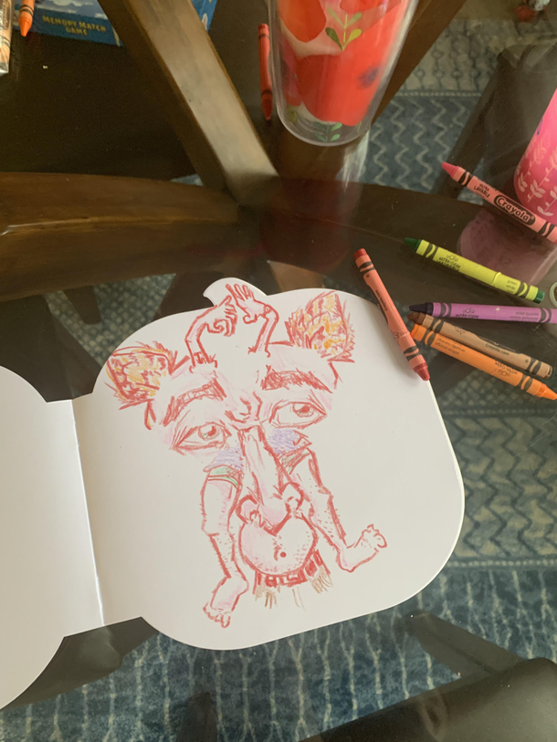 My  year old not fully able to speak told me what to draw and where He seemed satisfied with finished work
