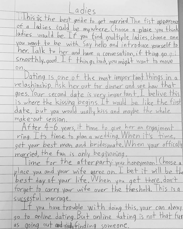 My -year-old student wrote the best guide to getting married