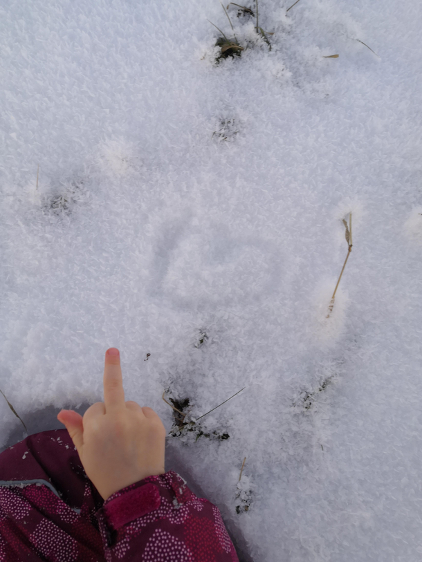 My  year old wanted to send my wife a heart Thats the finger she drew it with It had to be sent exactly like that
