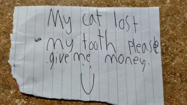 My  years olds letter to the tooth fairy