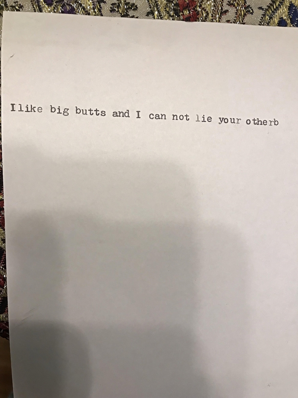 My yo son wanted a typewriter for Christmas This was the first thing he typed