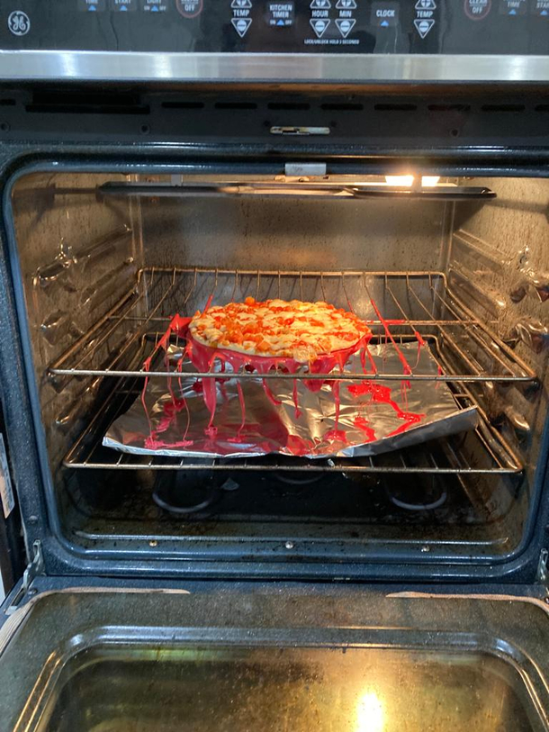 My younger brother who moves out in  weeks tried to make a pizza