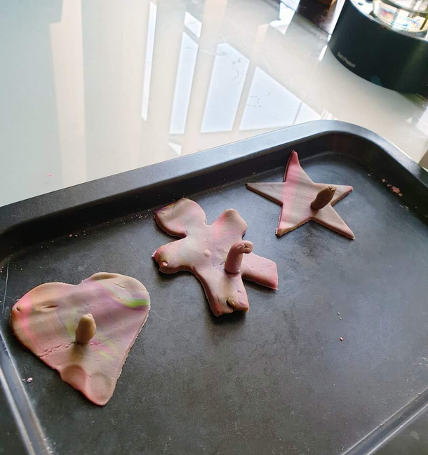 My -yr-old great-granddaughter made some play-dough cookies with candles on them