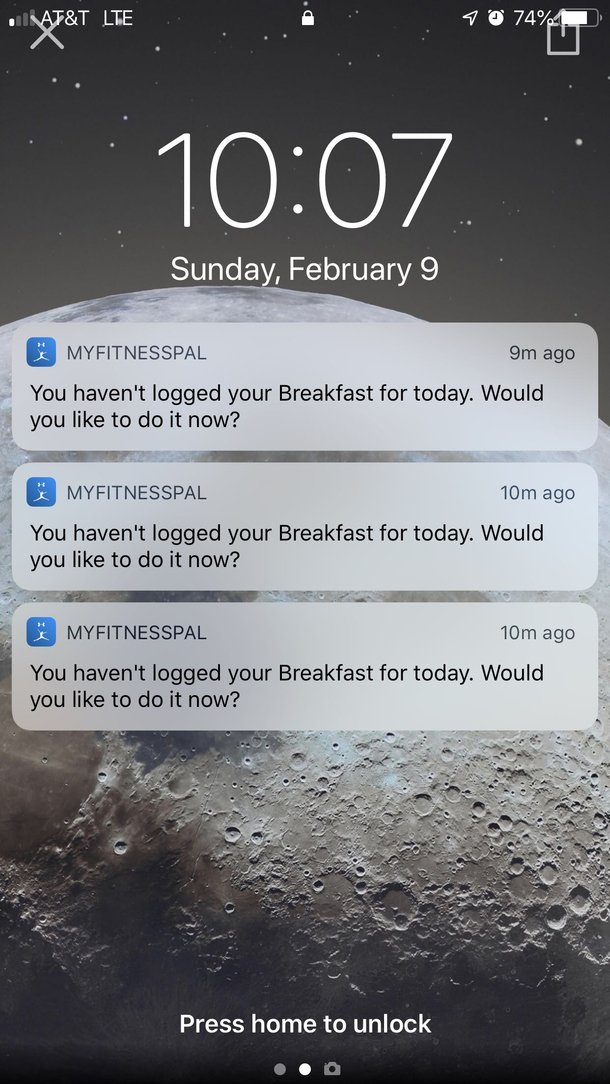 MyFitnessPal super aggressive this morning