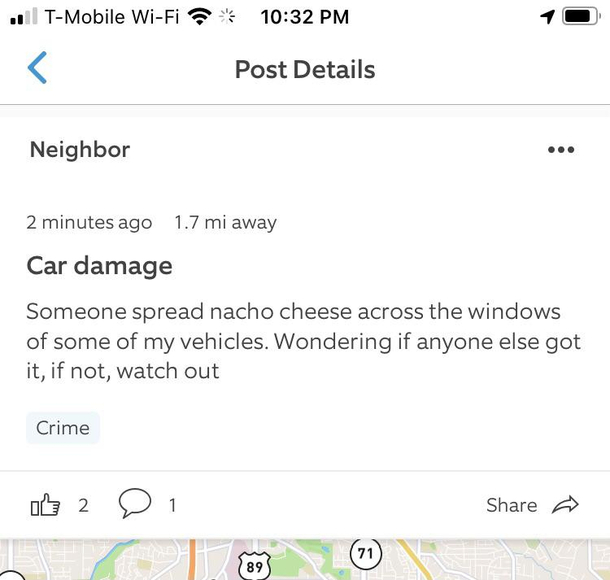 Nacho cheese prank warning I received this evening