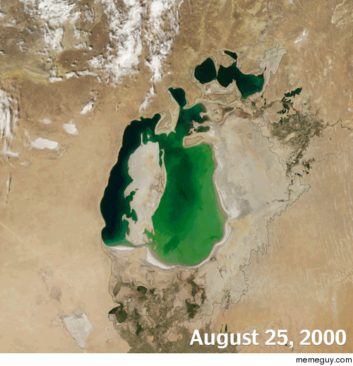 NASA time-lapse of the Aral Sea drying up