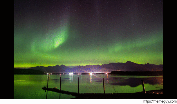 Nature put on a pretty good show last night Aurora over the Juneau airport