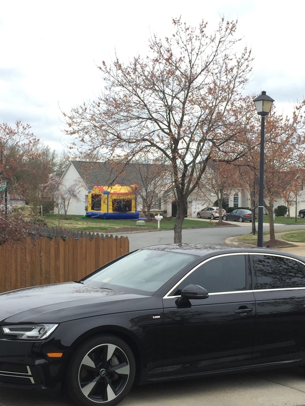 Neighbors put up a bounce house its  degrees and they dont have any kids