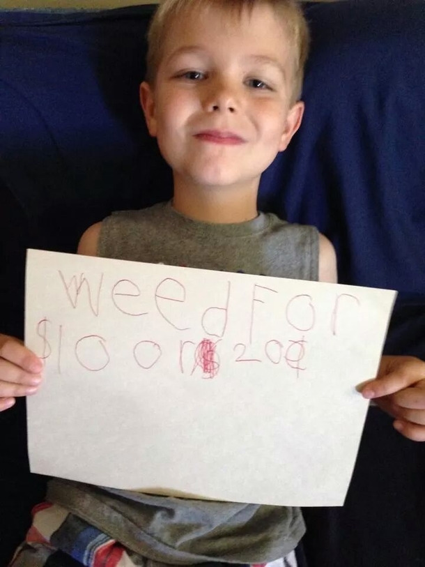 Nephew offering to pull weeds to the neighborhood