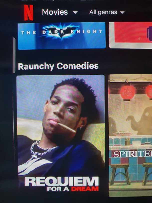 Netflix recommended Requim for a Dream to me as a Raunchy Comedy 