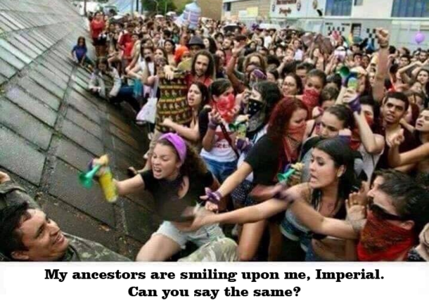 Never forget this brave troll who whipped out his dong in front of a mob of angry feminists RIP