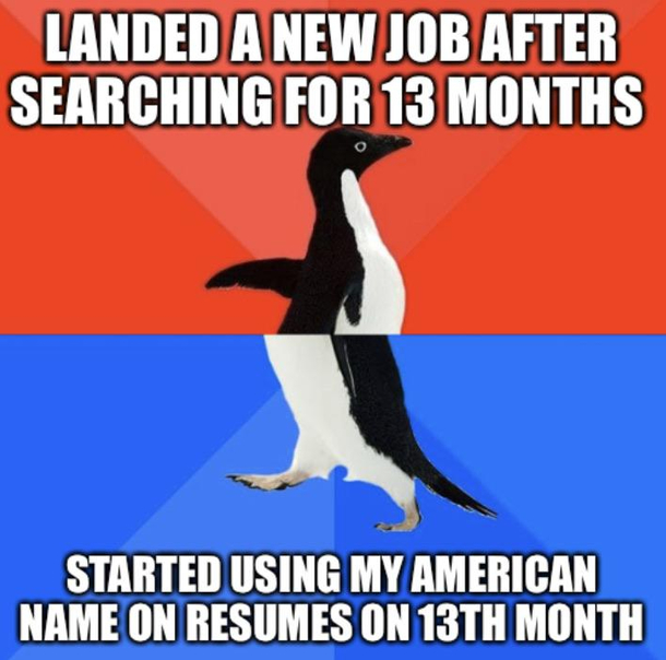 Never occurred to me that my name would be an issue I live in LA so diversity isnt really a thing but it clearly is within the work force