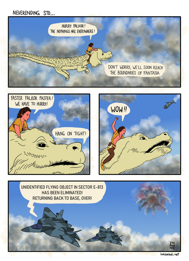 Neverending Story I had the theme song in my head for the past  weeks so i made a messed up comic about it