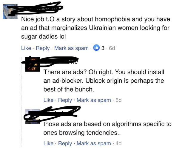 News story about homophobia but then