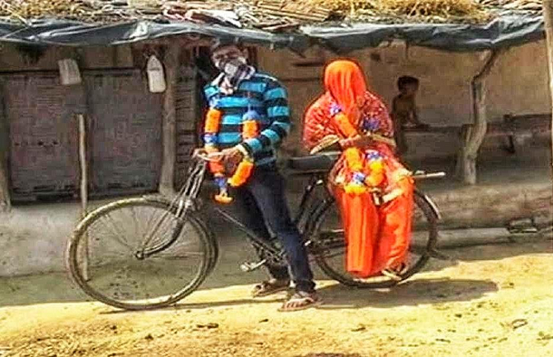 No chill Indian man cycles  km to marry amid lockdown pedals back with bride