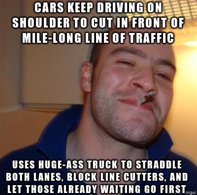 No honk or middle finger could extract a single fuck from this everyday hero