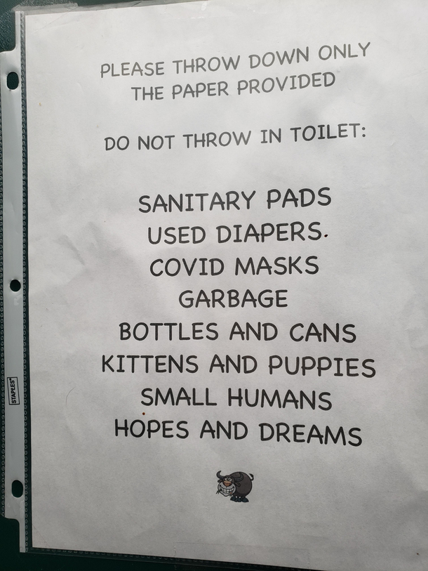 No hopes and dreams in the toilet