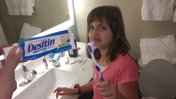 No joke She fought through it for a full minute before bringing it to us and saying the tooth paste was gross