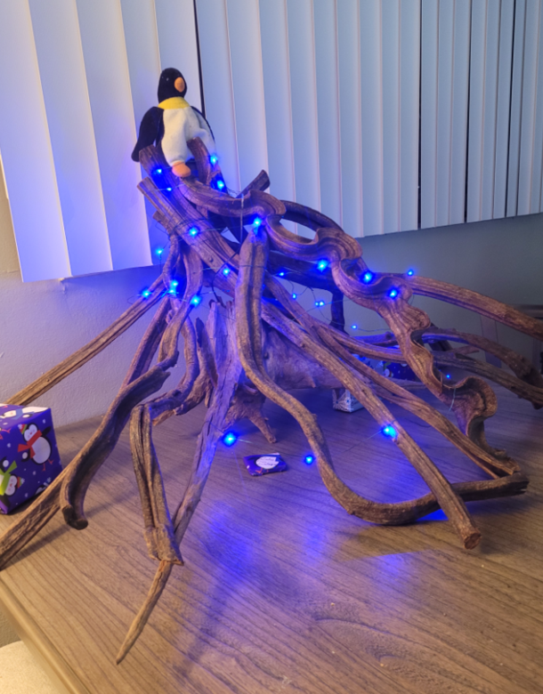 No joke this is the christmas tree my dad set up