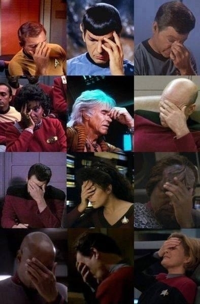 Nobody does the Facepalm better than we did on Star Trek - Courtesy of George Takeis Twitter feed