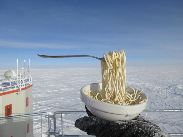 Noodles at -C Concordia research station Antarctica