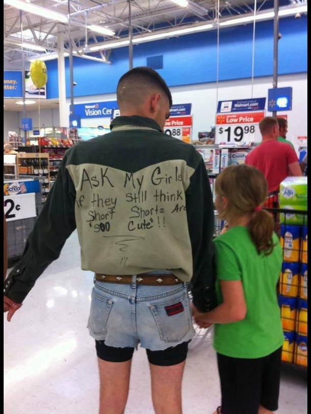 Not sure if public shaming of his children or if he wanted to dress like this in the first place