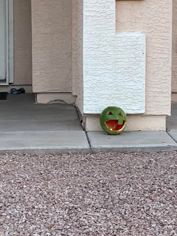 Nothing like putting up a watermelon jack-o-lantern to celebrate summer