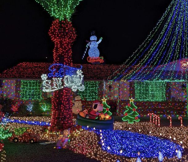 Nothing says Christmas like a giant P shooting some C on the front lawn