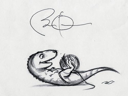Obamas signature is totally a cartoon baby T-Rex playing with a ball of yarn