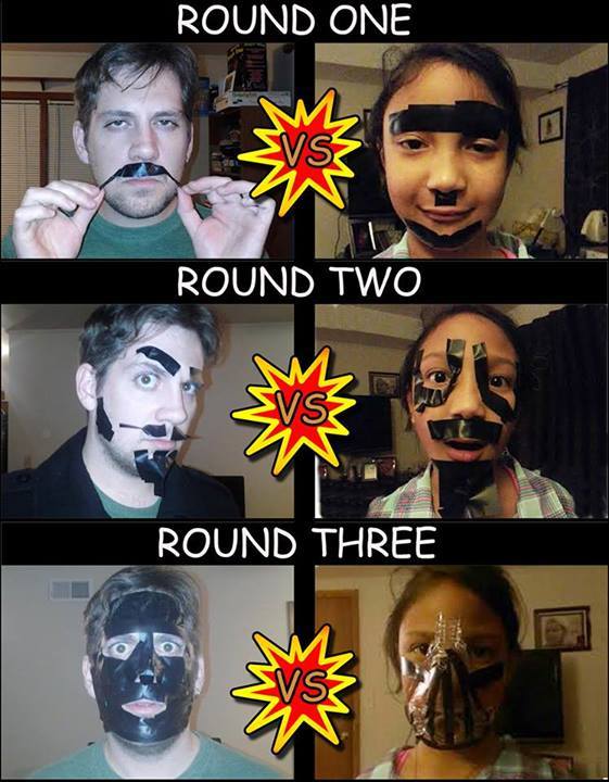 OC How my uncle spent his Sunday night Electric tape battles with his niece via picture messaging