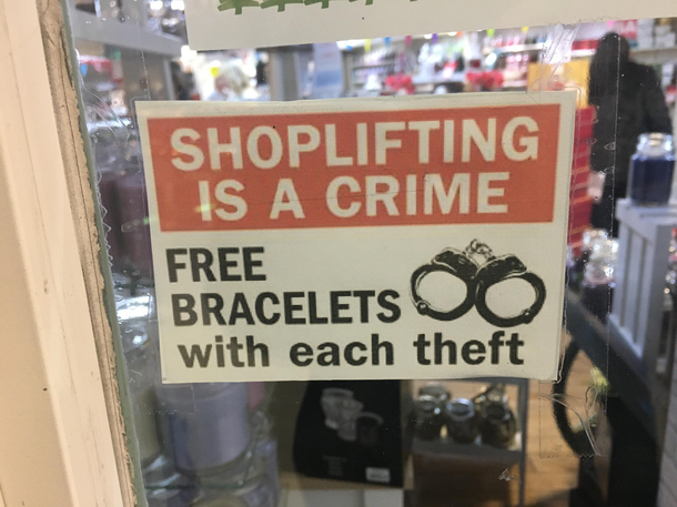 Oh wow free bracelets with each and every theft what a deal 
